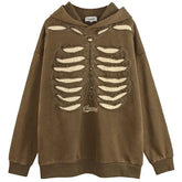VANCARHELL Skeleton Ribcage Acid Wash Hoodie Newgew